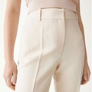 & Other Stories Silk Blend High Waisted Pants in Cream